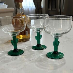 Cactus Stem Margarita Glasses - Set of 3